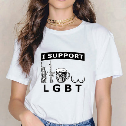 Inkmay Casual Cotton T-shirt Lgbt Support With Statue And Unisex T-shirtMidweight Eco / Sustainable T-Shirt