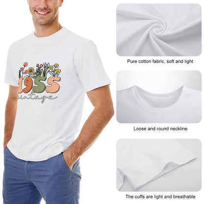 Inkmay Casual  Cotton T-shirt Floral Design With Numbers And Text Unisex T-shirtUrban Sleek T-Shirt