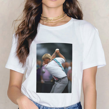 Inkmay Casual Cotton T-shirt Golf Player Swinging Club Boldly Unisex T-shirtClassicSeries StreetStyle T-Shirt