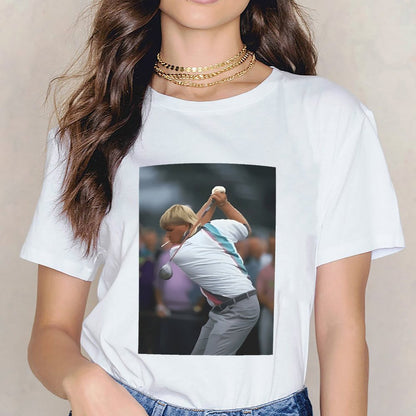 Inkmay Casual Cotton T-shirt Golf Player Swinging Club Boldly Unisex T-shirtClassicSeries StreetStyle T-Shirt