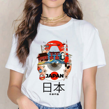 Inkmay Casual Cotton T-shirt Japan Cultural Symbols Artwork Design Print Unisex T-shirtEverydayFit Sport T-Shirt