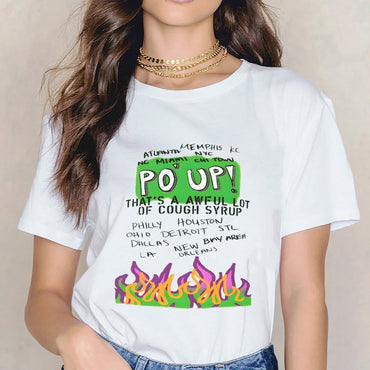 Inkmay Casual Cotton T-shirt Green Background With Purple Flames Design Unisex T-shirtStreetLine Smooth T-Shirt