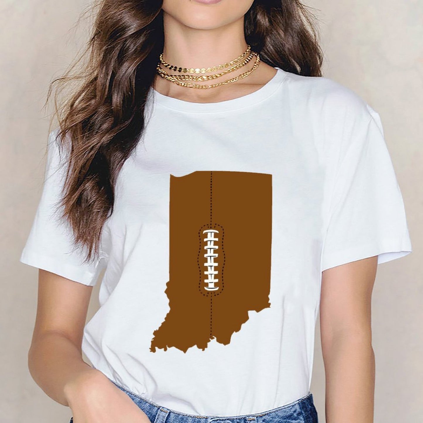 Inkmay Casual  Cotton T-shirt Football Design With White Laces Unisex T-shirtSoftLine Neat T-Shirt