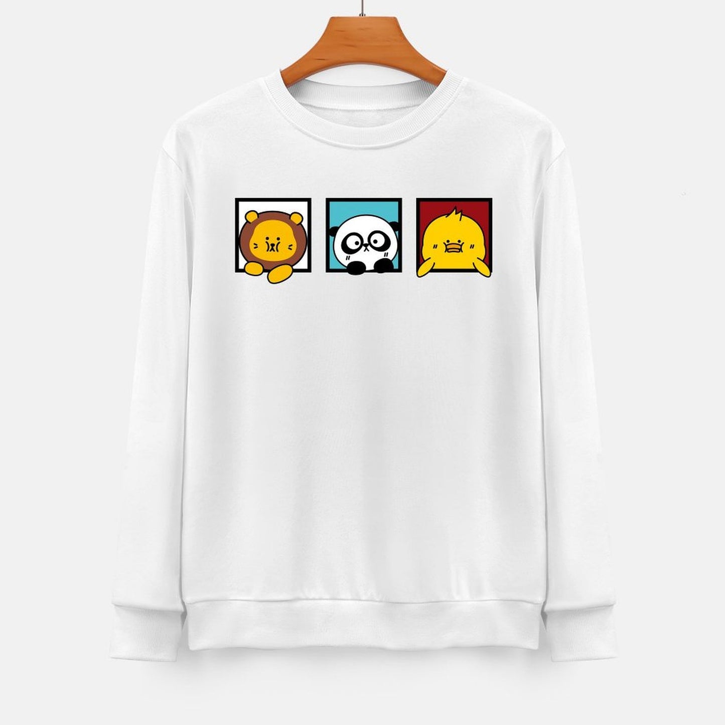 Front Patterned Long Sleeve TopCrewneck Solid