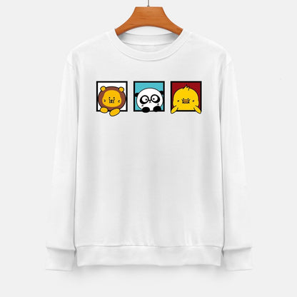 Front Patterned Long Sleeve TopCrewneck Solid