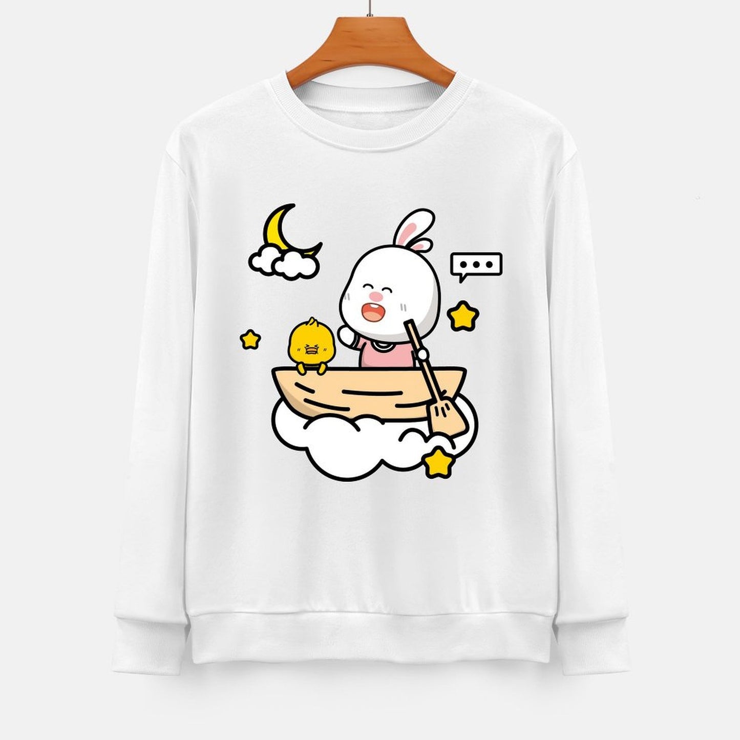 Front Patterned Long Sleeve TopFresh Smooth Feel