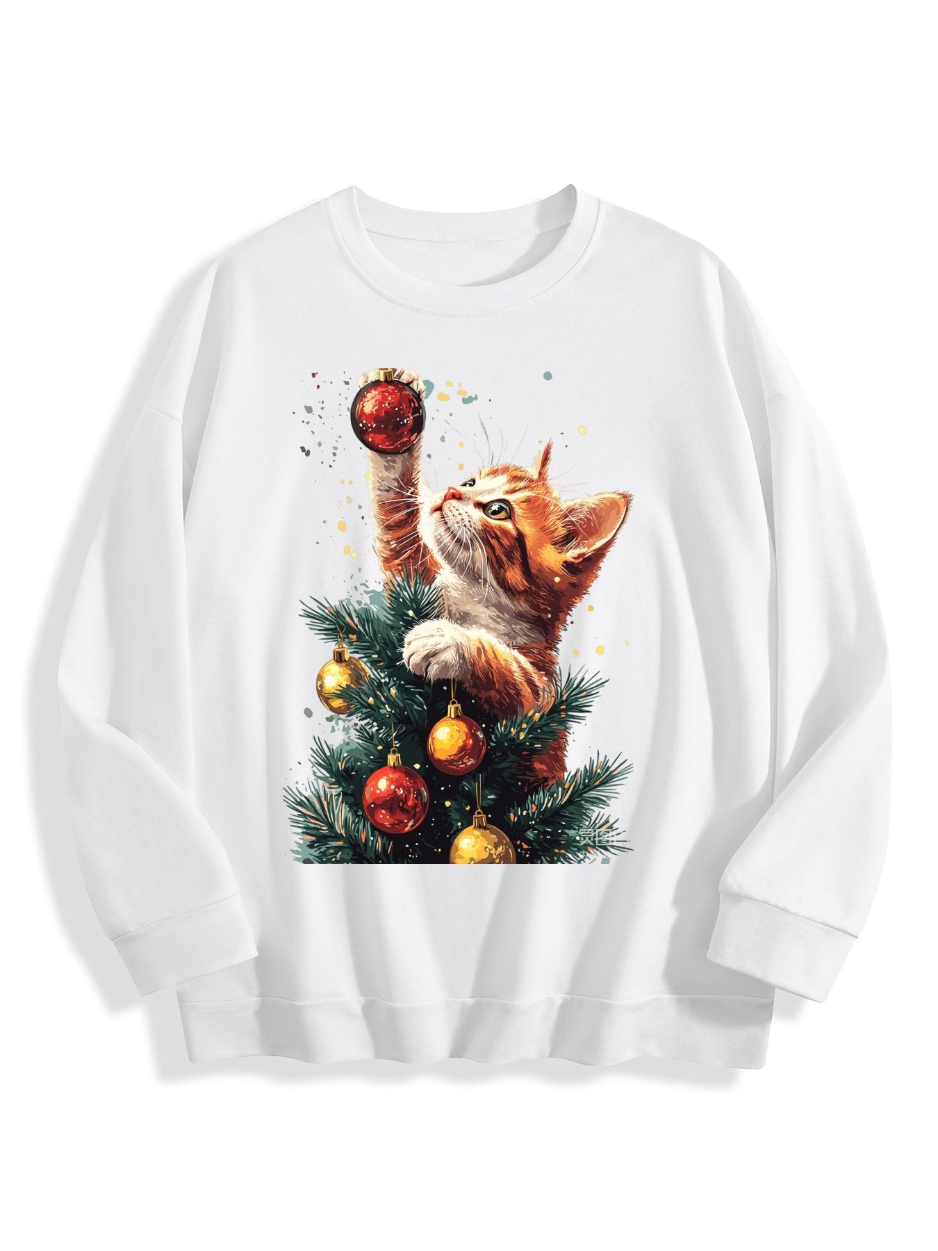 Customizable Christmas-themed long-sleeved Christmas The winner is the cat.