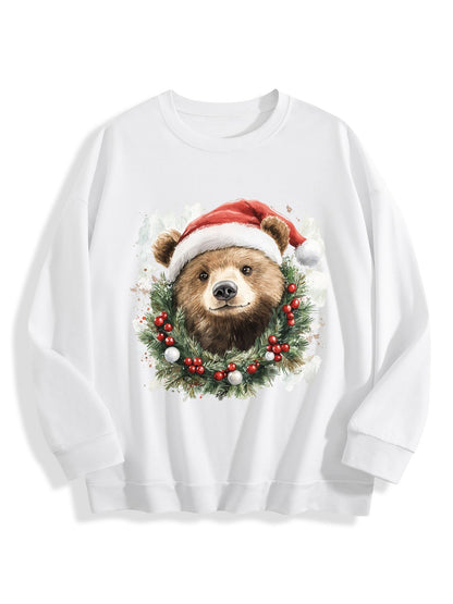 Customizable Christmas-themed brown bear long-sleeved Christmas shirt