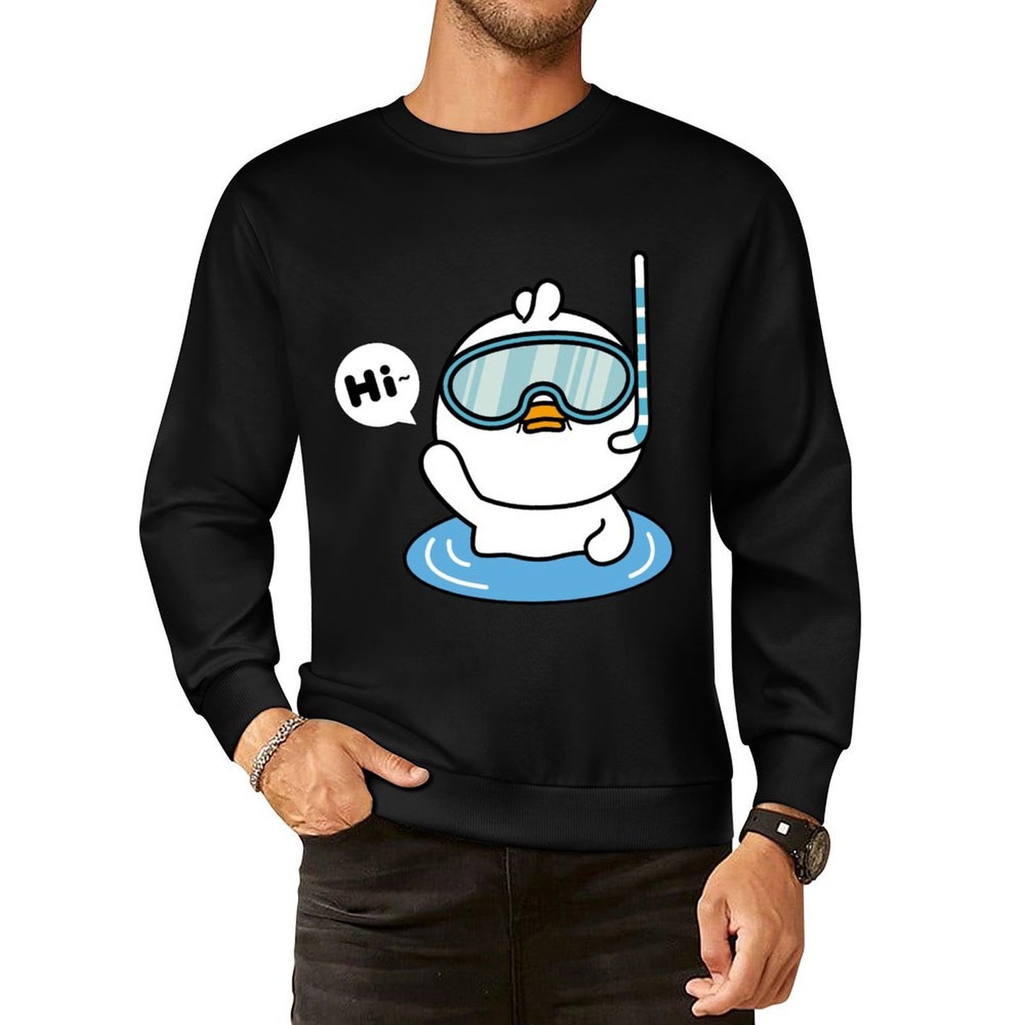 Front Patterned Long Sleeve TopRecycled Printing