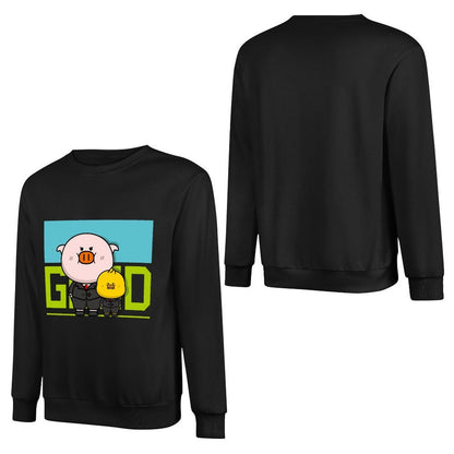 Front Patterned Long Sleeve TopSolid Crewneck
