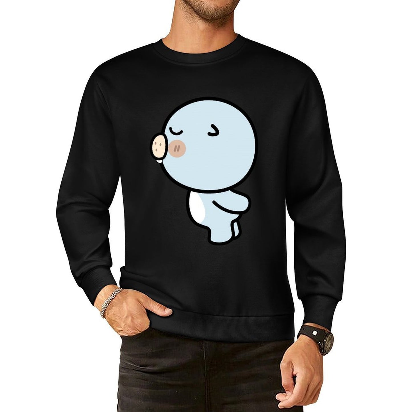 Front Patterned Long Sleeve TopSleek Heat-Transfer