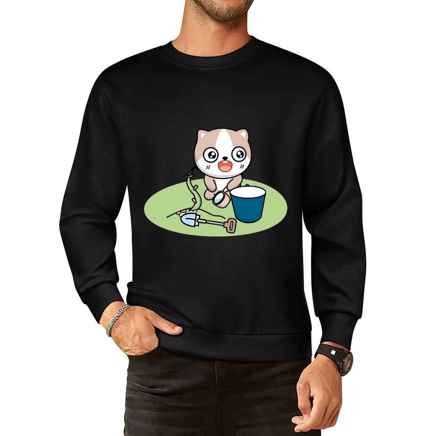 Front Patterned Long Sleeve TopHigh-Quality Plain