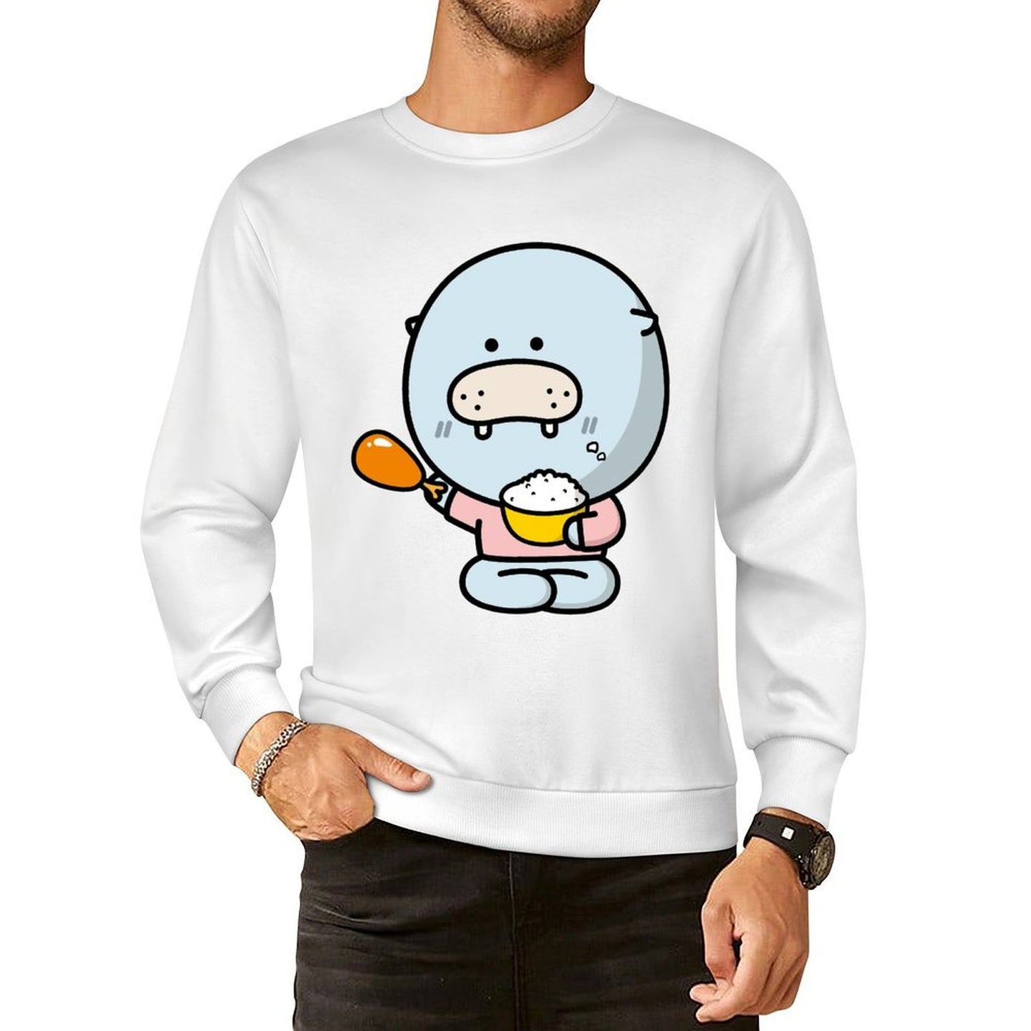 Front Patterned Long Sleeve TopRelaxed Fit Essential