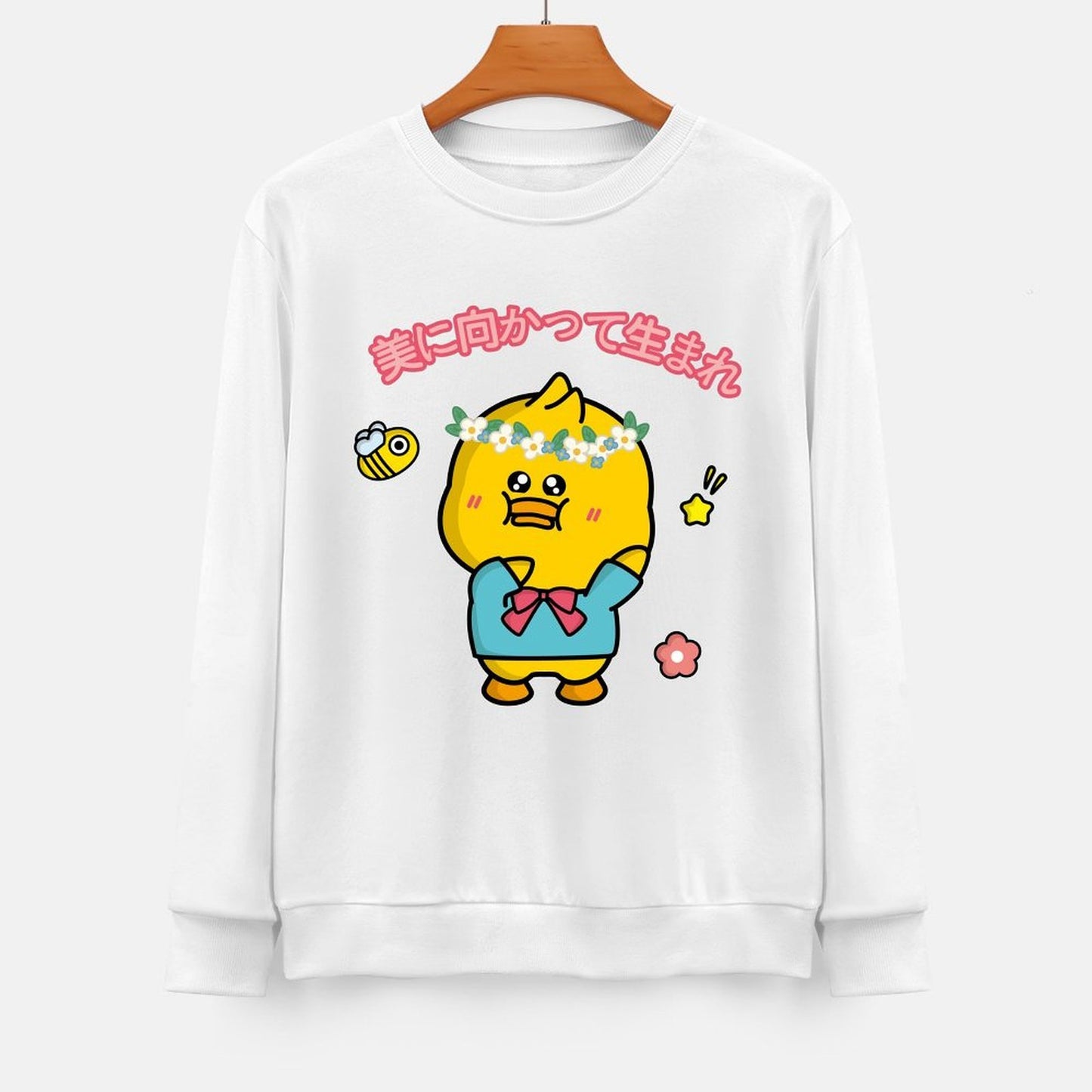 Front Patterned Long Sleeve TopStreet Heat-Transfer