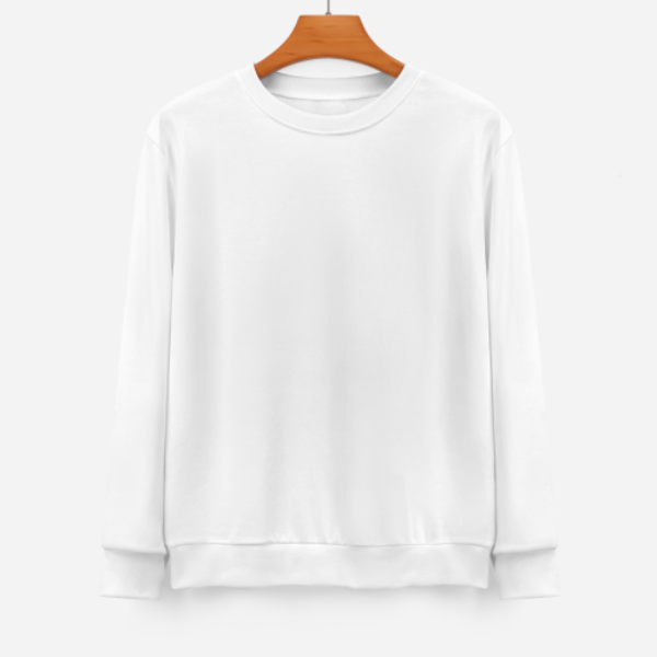 Crew Neck Long Sleeve Sweatshirt   Front Design  White