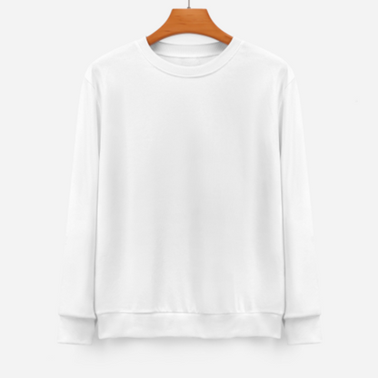 Crew Neck Long Sleeve Sweatshirt   Front Design  White