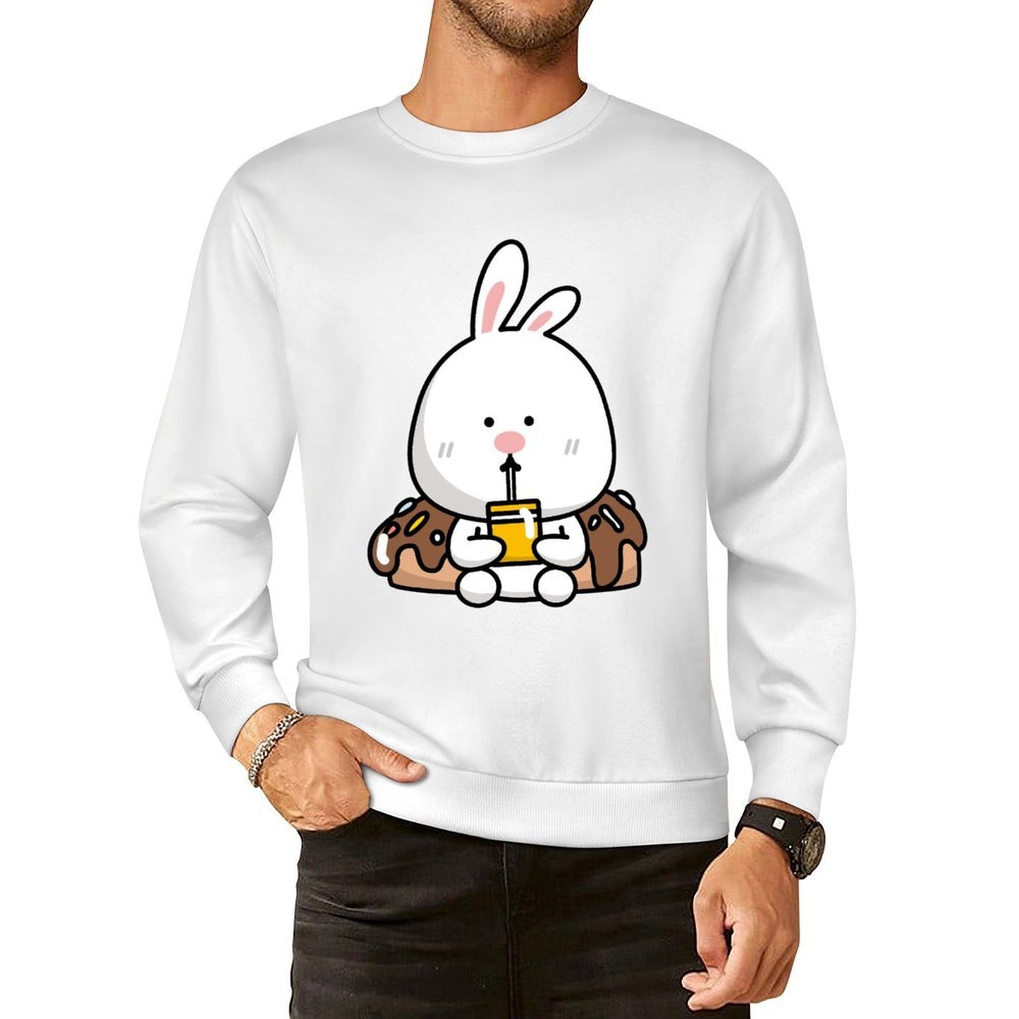 Front Patterned Long Sleeve TopCrisp Print Relaxed Fit