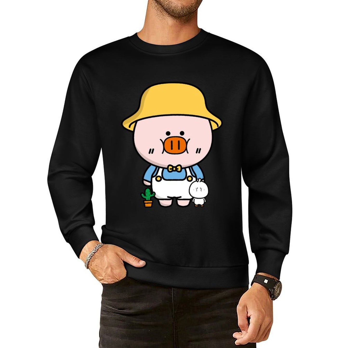 Front Patterned Long Sleeve TopCrew Neck EverydaySeries