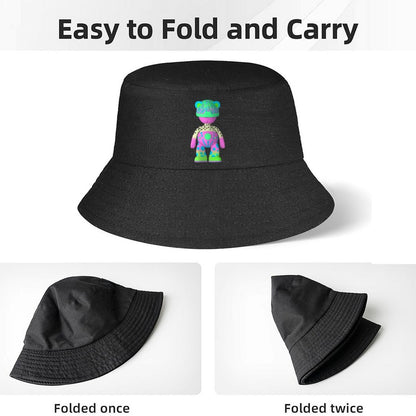 Lightweight Black Bucket Hat with Street Print