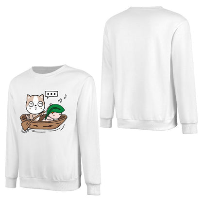 Front Patterned Long Sleeve TopCrewneck SoftTouch