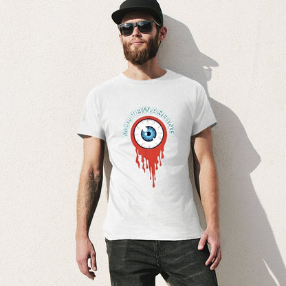 Inkmay Casual  Cotton T-shirt Mouthwashing Eye With Red Tears Unisex T-shirtClassicFit Design-Your-Own T-Shirt