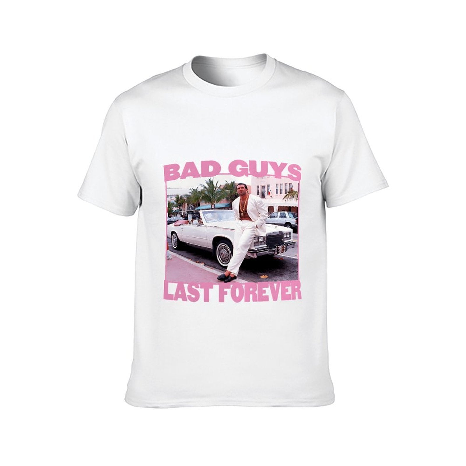 Inkmay Casual Cotton T-shirt Man Sitting On Car Wearing White Unisex T-shirtSmoothWear ClassicSeries T-Shirt