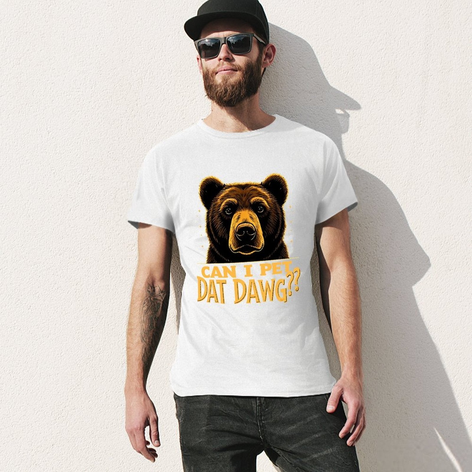 Inkmay Casual  Cotton T-shirt Bold Brown Bear With Text Design Unisex T-shirtSoftFeel Oversized T-Shirt