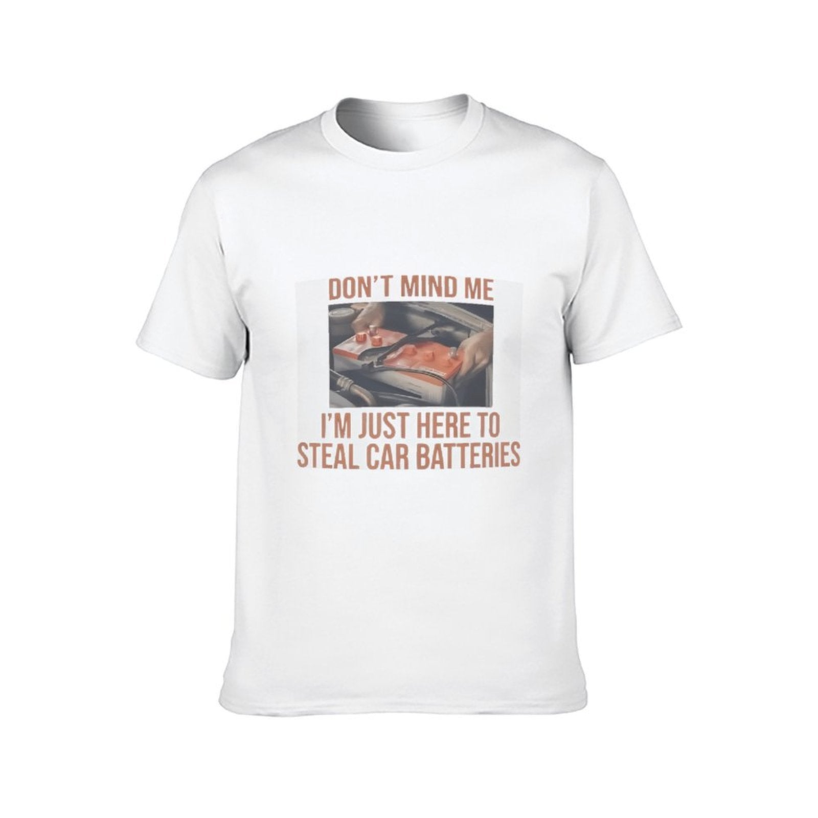Inkmay Casual  Cotton T-shirt Car Battery Theft Warning Sign Poster Unisex T-shirtEco-Conscious Lifestyle T-Shirt
