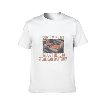 Inkmay Casual  Cotton T-shirt Car Battery Theft Warning Sign Poster Unisex T-shirtEco-Conscious Lifestyle T-Shirt