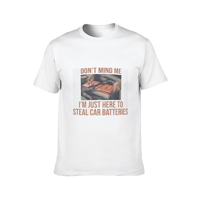 Inkmay Casual  Cotton T-shirt Car Battery Theft Warning Sign Poster Unisex T-shirtEco-Conscious Lifestyle T-Shirt