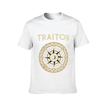 Inkmay Casual Cotton T-shirt Circular Compass Design With Gold Accents Unisex T-shirtLightweight Urban T-Shirt