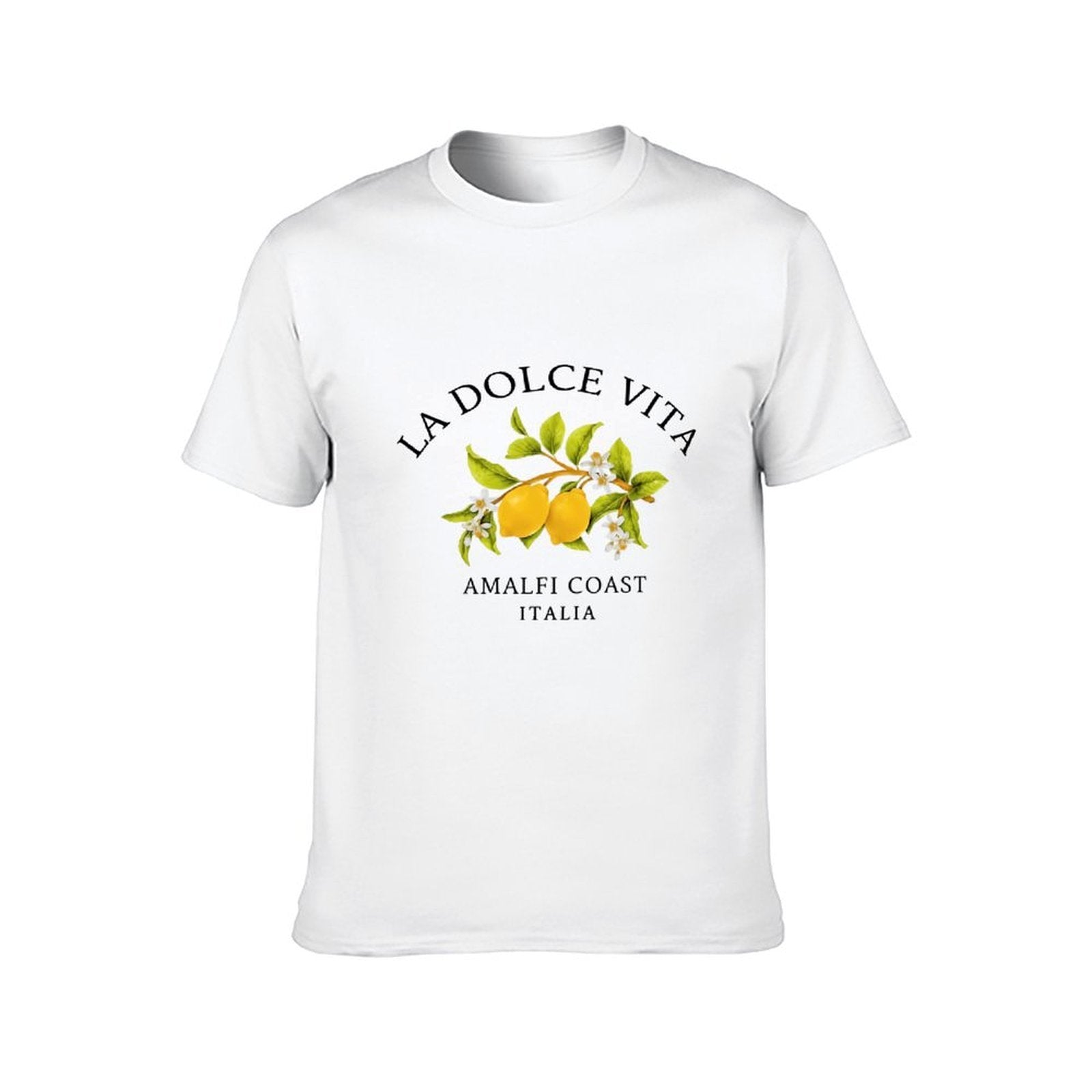 Inkmay Casual Cotton T-shirt Lemon Blossom Branch With Green Leaves Unisex T-shirtSimple Relaxed Fit T-Shirt
