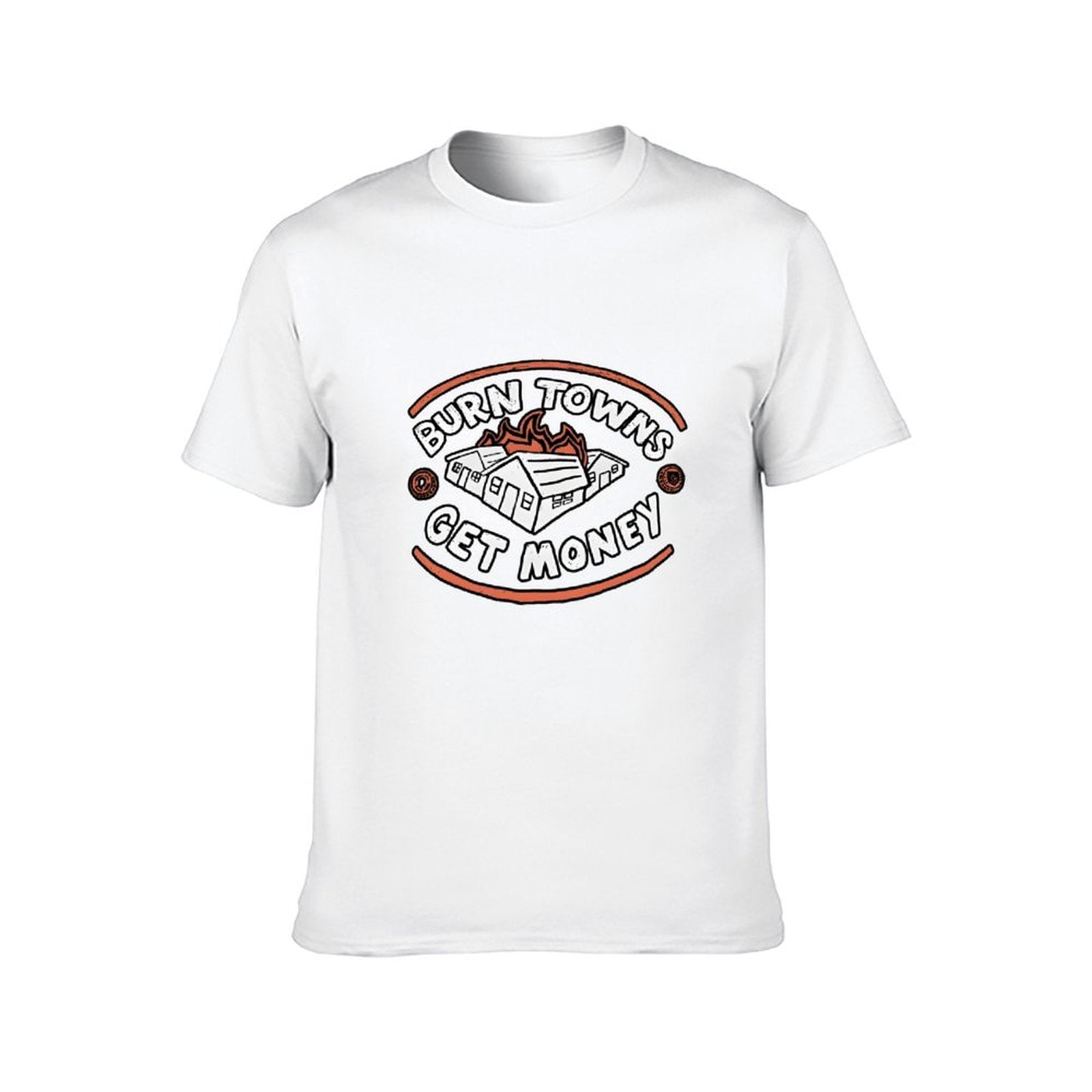 Inkmay Casual  Cotton T-shirt Burn Towns Get Money Pattern Print Unisex T-shirtStreetStyle Original T-Shirt