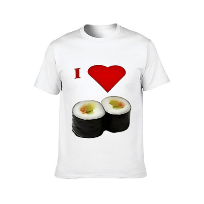 Inkmay Casual  Cotton T-shirt Sushi Rolls With Heart Above Unisex T-shirt