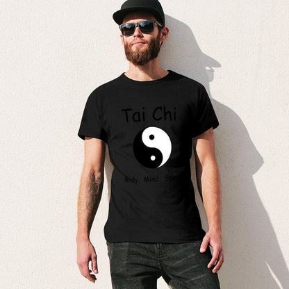 Inkmay Casual  Cotton T-shirt Yin And Yang Symbol Black White Unisex T-shirtOutdoor SimpleFit T-Shirt