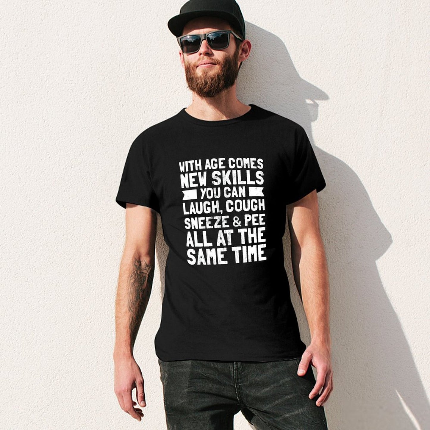 Inkmay Casual  Cotton T-shirt With Age Comes New Skills Unisex T-shirtOn-Demand SoftWear T-Shirt