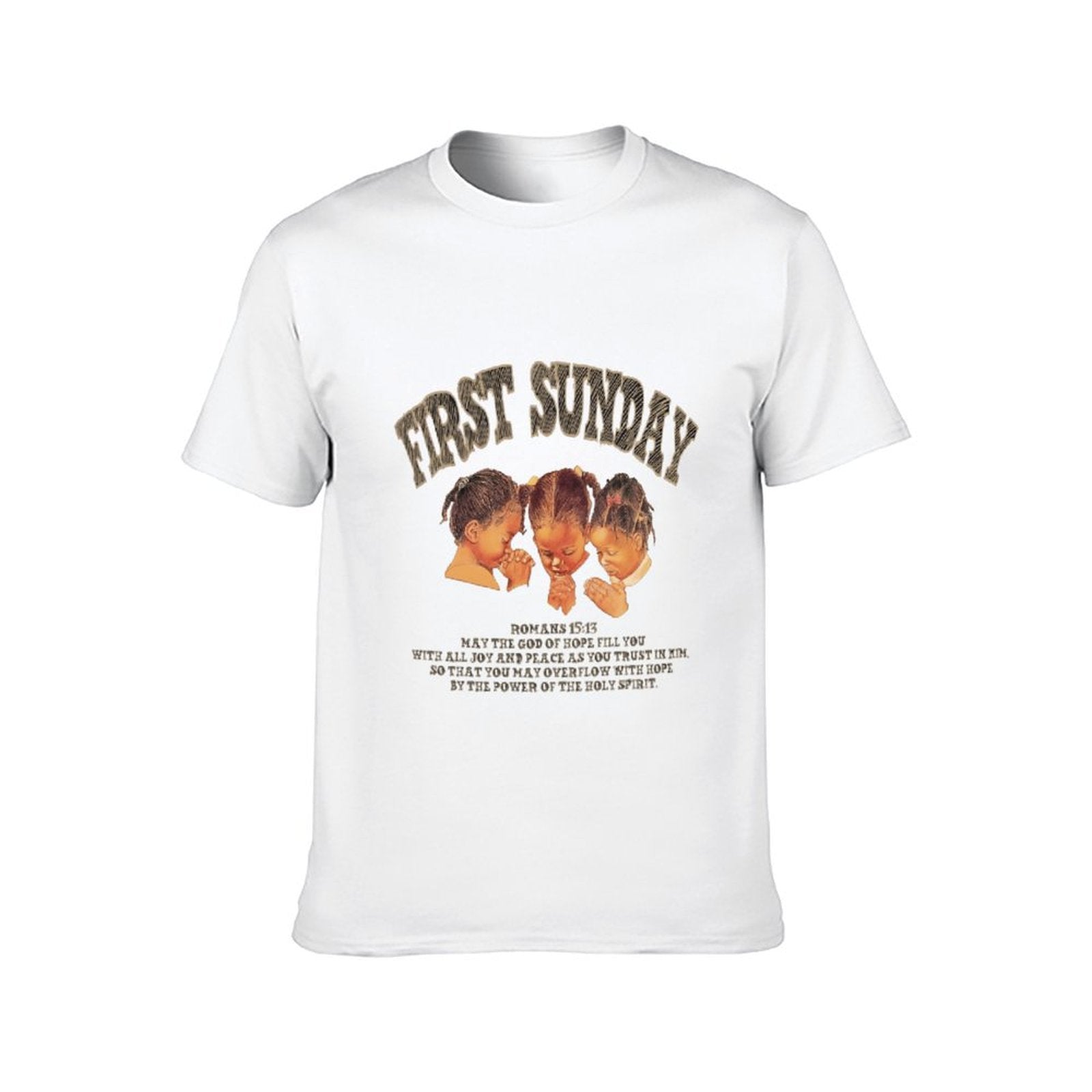Inkmay Casual Cotton T-shirt First Sunday Children Praying Together Joyfully Unisex T-shirtCityStyle Moisture-Wicking T-Shirt