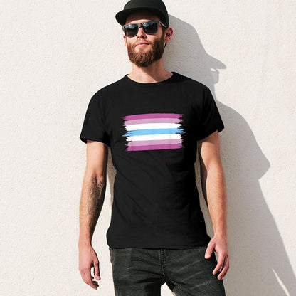 Inkmay Casual  Cotton T-shirt Transgender Flag Colors Painted Brushstrokes Unisex T-shirtStreetLine ClassicLine T-Shirt