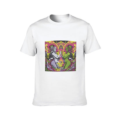 Inkmay Casual  Cotton T-shirt Psychedelic Art With Two Figures Unisex T-shirtLightweight Made-to-Order T-Shirt