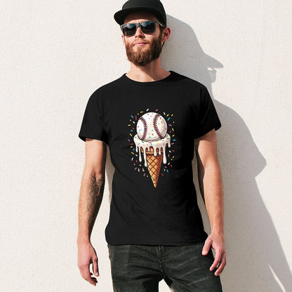 Inkmay Casual  Cotton T-shirt Ice Cream Cone With Baseball Design Unisex T-shirtTimelessComfort TrueStyle T-Shirt