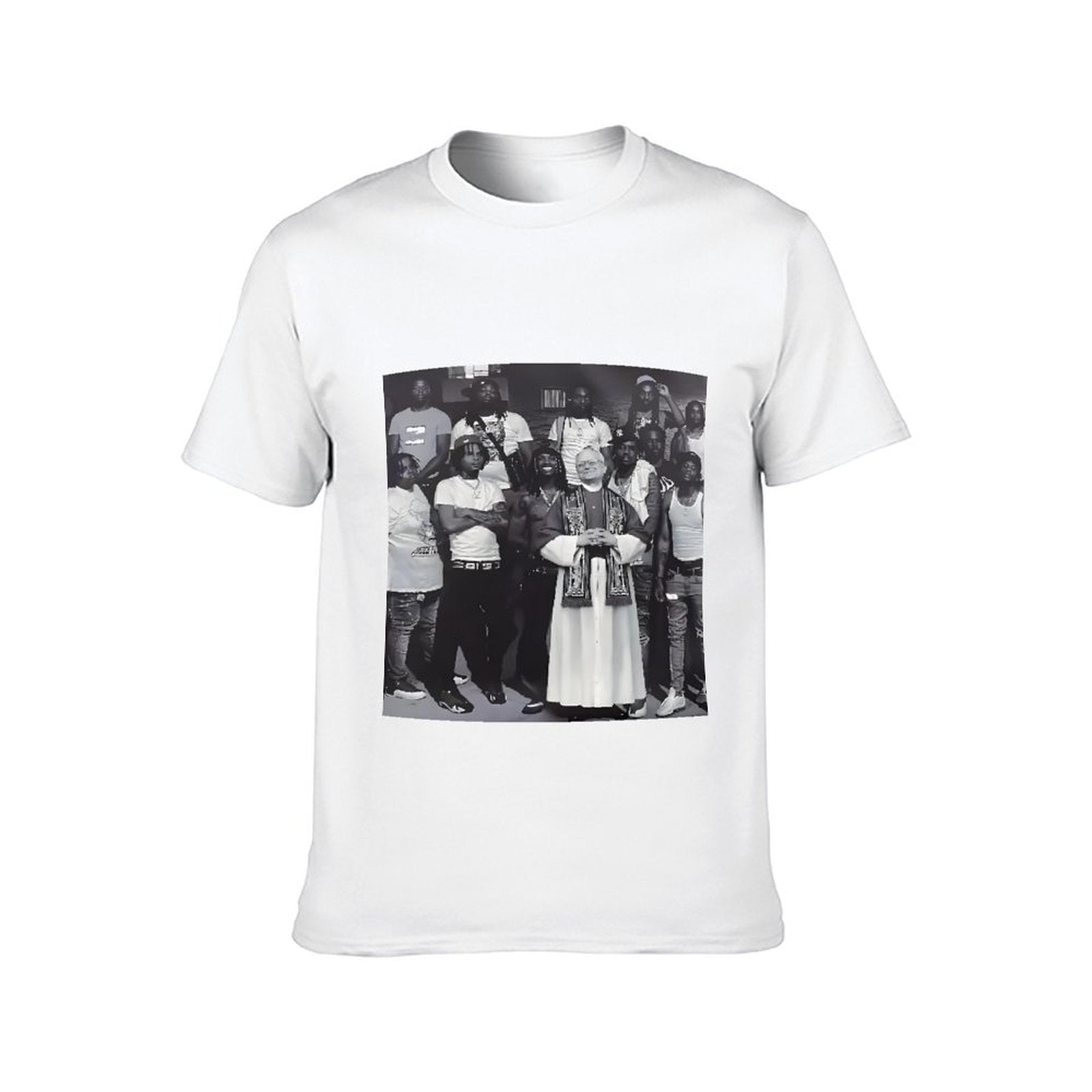 Inkmay Casual Cotton T-shirt Group Photo With Priest And Friends Unisex T-shirtComfortSeries Recycled T-Shirt