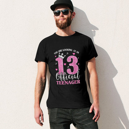 Inkmay Casual  Cotton T-shirt Official Teenager Pink Glitter Crown Design Unisex T-shirtOn-Demand Timeless T-Shirt