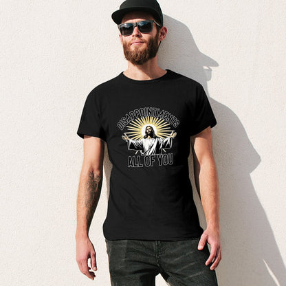 Inkmay Casual  Cotton T-shirt Jesus With Open Arms Radiating Light Unisex T-shirtPrinting Shrink-Resistant T-Shirt