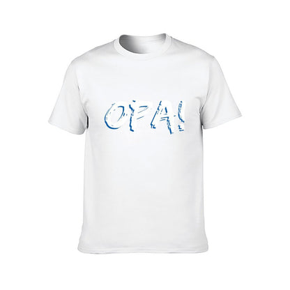 Inkmay Casual Cotton T-shirt Abstract Blue Artistic Design On White Unisex T-shirtEco / Sustainable Performance T-Shirt