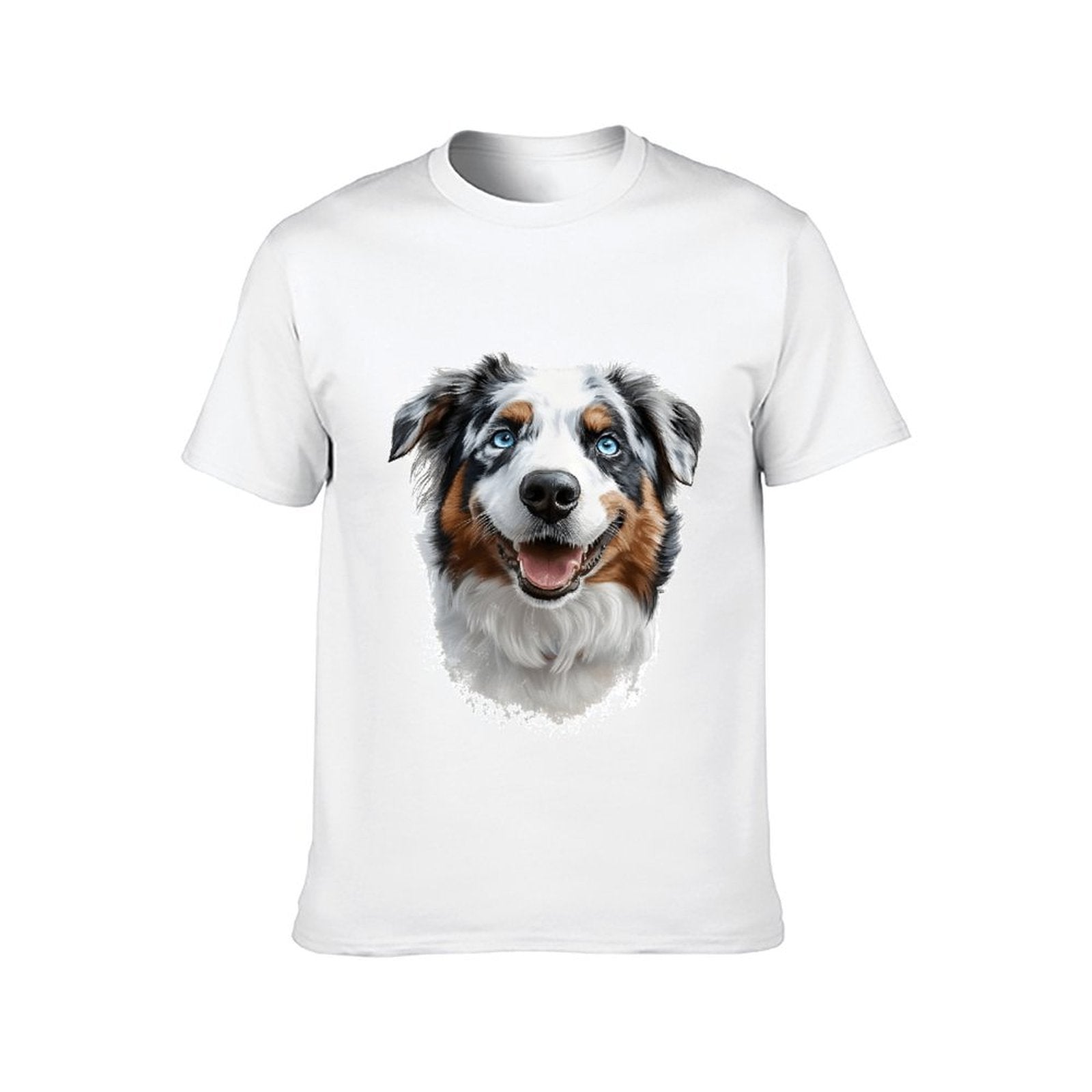 Inkmay Casual  Cotton T-shirt Colorful Dog Portrait With Blue Eyes Unisex T-shirtClassic Fit 100% Cotton T-Shirt
