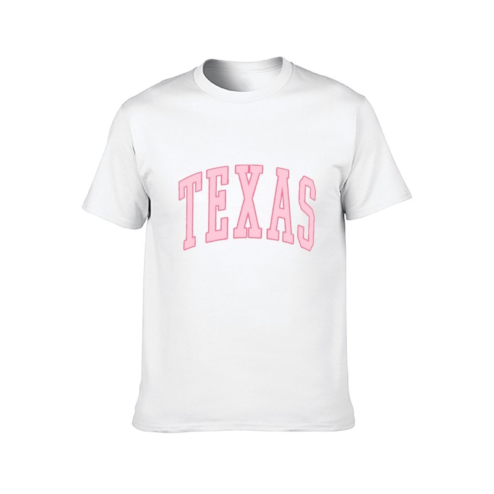Inkmay Casual Cotton T-shirt Texas Pink Background With Bold Letters Unisex T-shirtStreet Plain T-Shirt