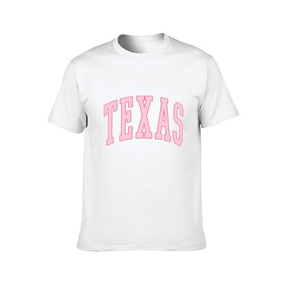 Inkmay Casual Cotton T-shirt Texas Pink Background With Bold Letters Unisex T-shirtStreet Plain T-Shirt