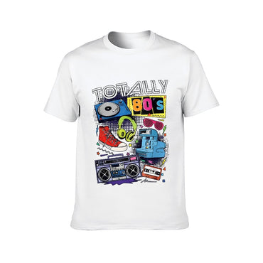 Inkmay Casual  Cotton T-shirt Totally Eighties Retro Style Artwork Design Unisex T-shirtShrink-Resistant Performance T-Shirt