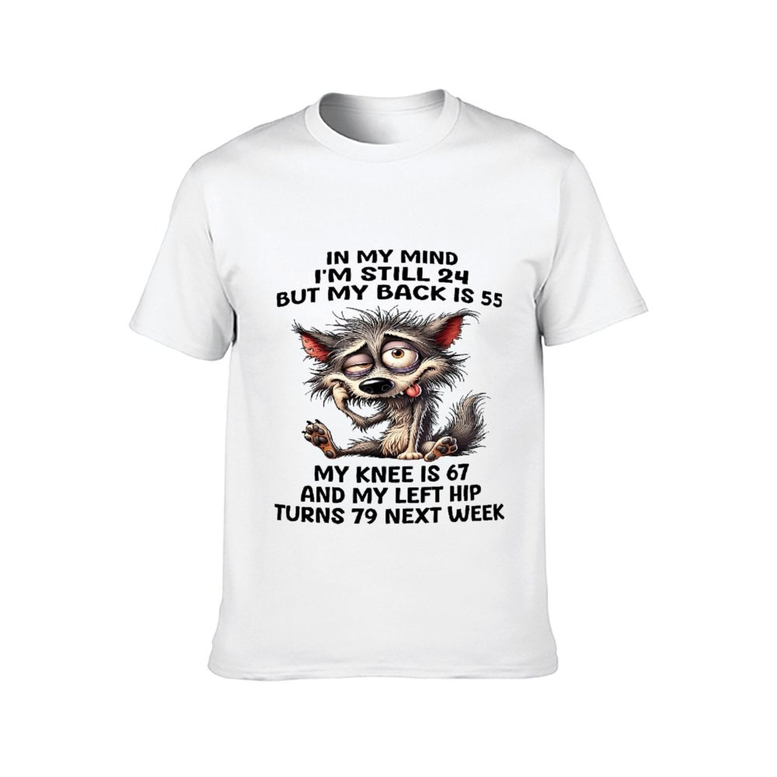 Inkmay Casual  Cotton T-shirt Cute Wolf With Glasses And Tongue Unisex T-shirtTrueStyle Urban T-Shirt
