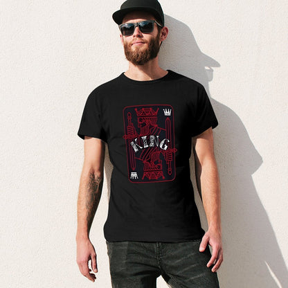 Inkmay Casual  Cotton T-shirt King Card Design With Swords Unisex T-shirtSimple YearRound T-Shirt